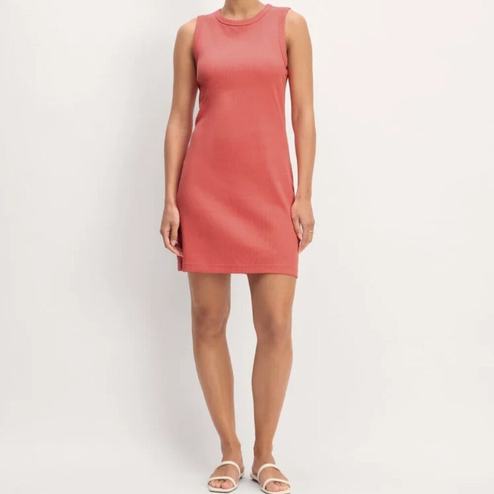 Everlane Dress Womens XXS Coral Ribbed Tank Mini Organic Cotton‎ Bodycon